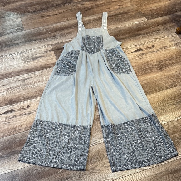 Yak N Yeti Pants - Yak N Yeti Blue-Gray Patterned Overalls